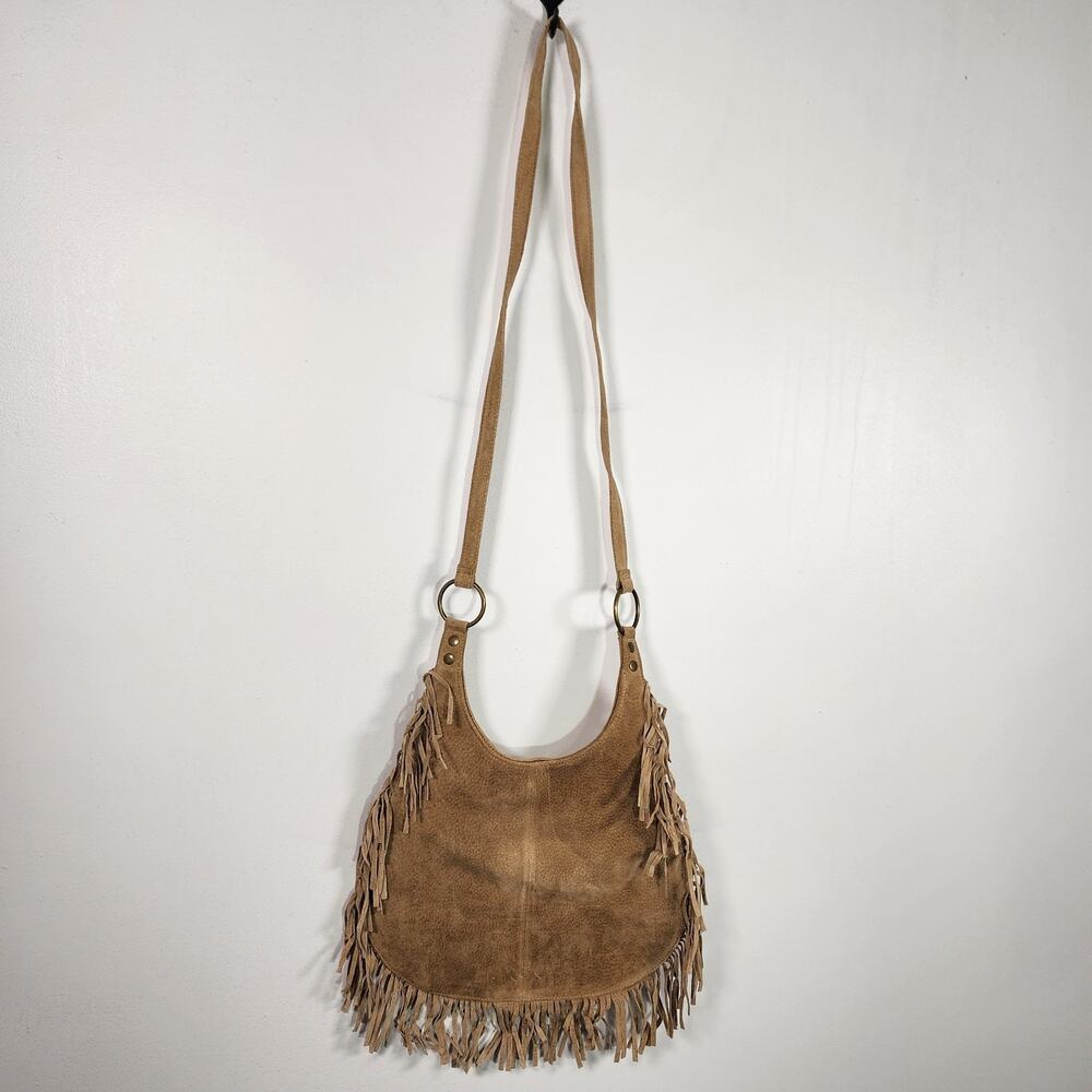 Wilsons Leather Maxima Suede Fringe Bag Crossbody Boho Western Hippie Festival - Picture 3 of 12